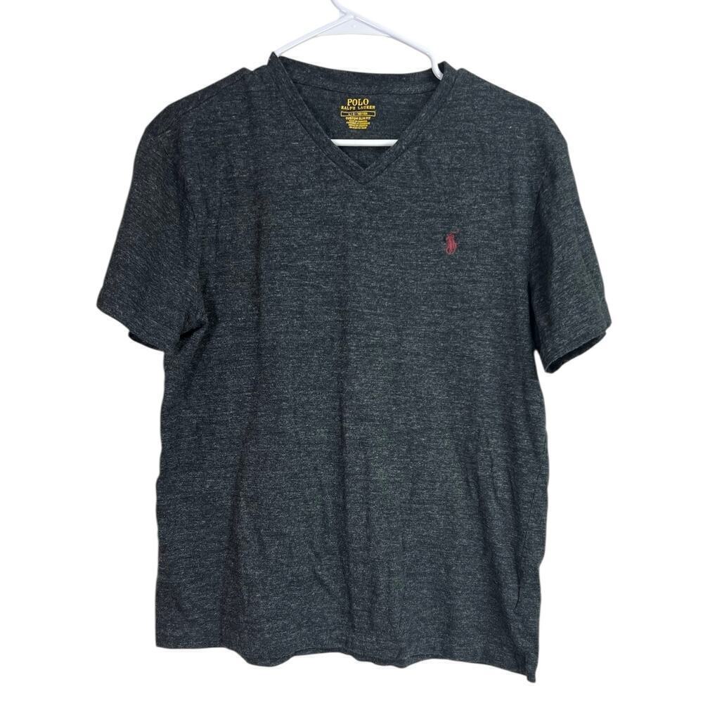 Polo Ralph Lauren Custom Slim Fit Men's V-Neck Heather Gray Short Sleeve Large